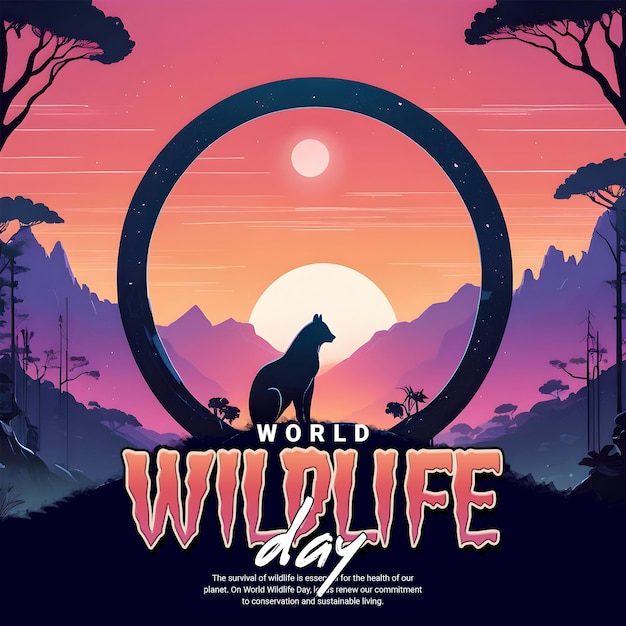 World Wildlife Day Social Media Instagram-Post-Template für den Schutz von Wildtieren und der Umwelt