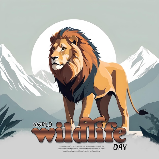 World Wildlife Day Social Media Instagram-Post-Template für den Schutz von Wildtieren und der Umwelt