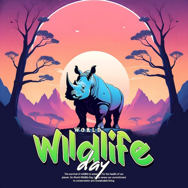 World Wildlife Day Social Media Instagram-Post-Template für den Schutz von Wildtieren und der Umwelt