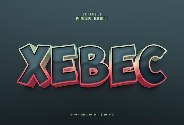 Xebec bearbeitbarer Premium-3D-PSD-Texteffekt