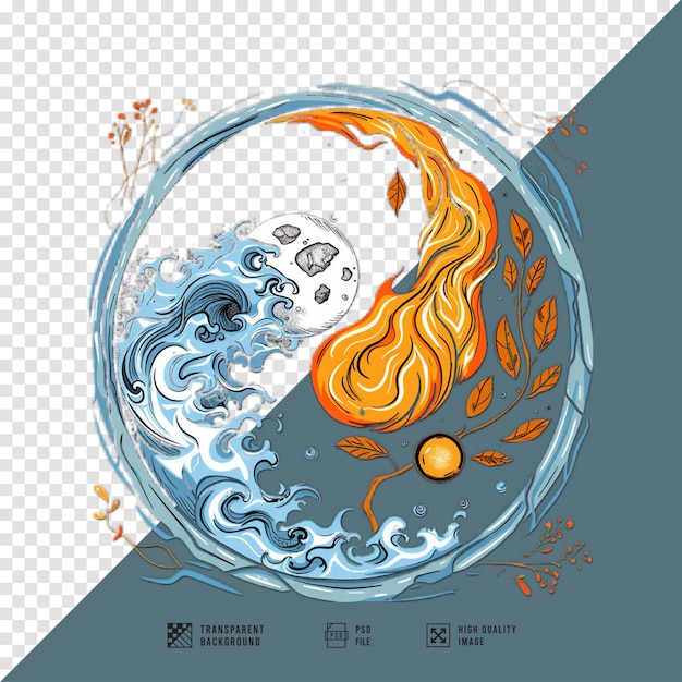 PSD yin- und yang-illustration ohne hintergrund in hd-qualität