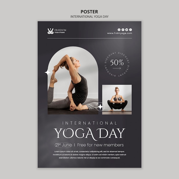 PSD yoga-poster-vorlage mit farbverlauf