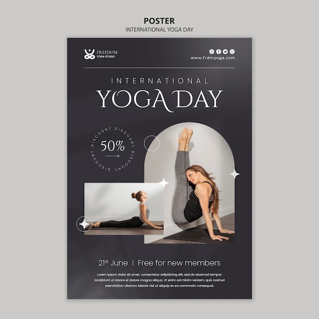 PSD yoga-poster-vorlage mit farbverlauf