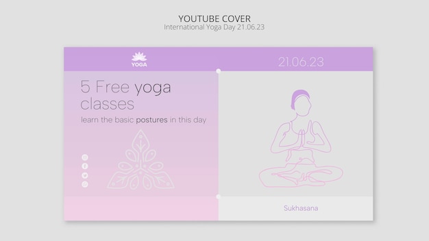 Youtube-Cover-Vorlage für die Feier des internationalen Yoga-Tages