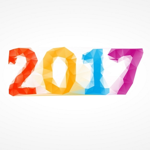 Vecteur gratuit 2017 abstraite colorée low poly happy new year background