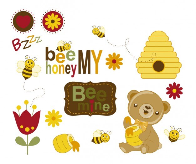 Les abeilles et les ours avec du miel