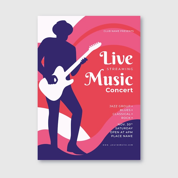 Affiche de concert de musique en streaming en direct