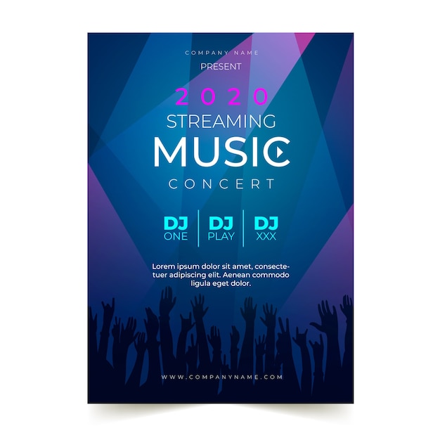 Vecteur gratuit affiche de concert de musique en streaming en direct