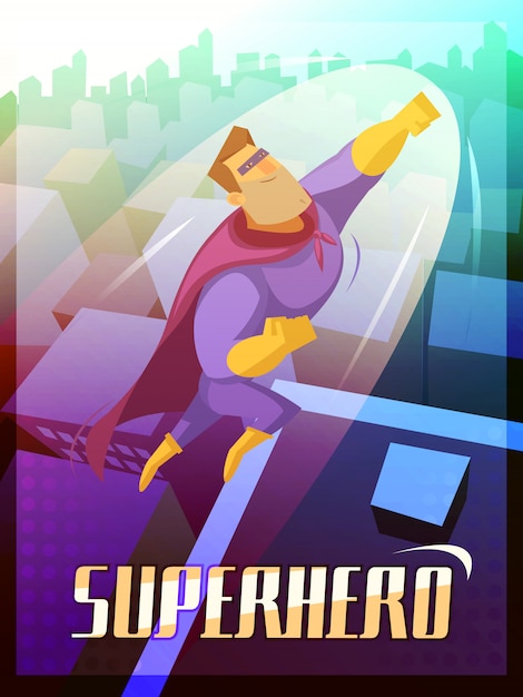 Vecteur gratuit affiche de dessin animé de super-héros