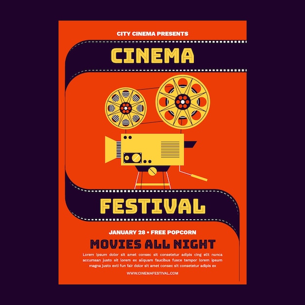 Affiche du festival de cinéma design plat