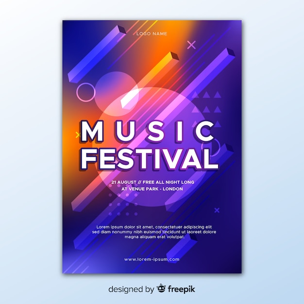 Vecteur gratuit affiche du festival de musique abstraite