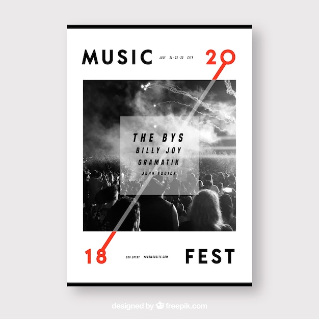 Affiche du festival de musique dans le style plat