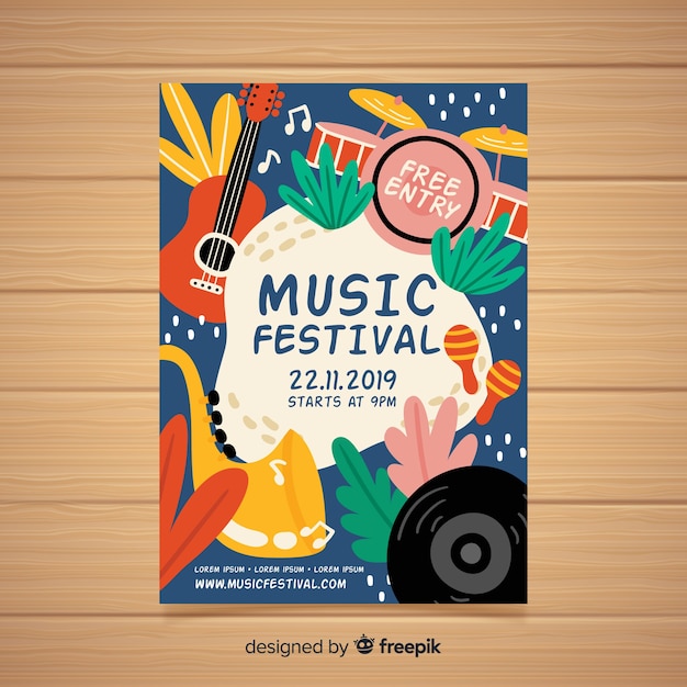 Affiche du festival de musique dessiné à la main