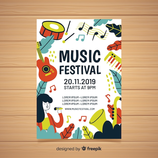 Affiche du festival de musique dessiné à la main