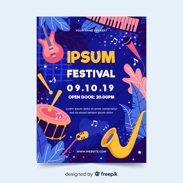 Affiche du festival de musique dessiné à la main