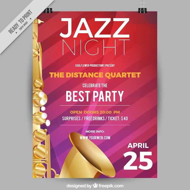 Affiche de jazz abstrait avec saxophone