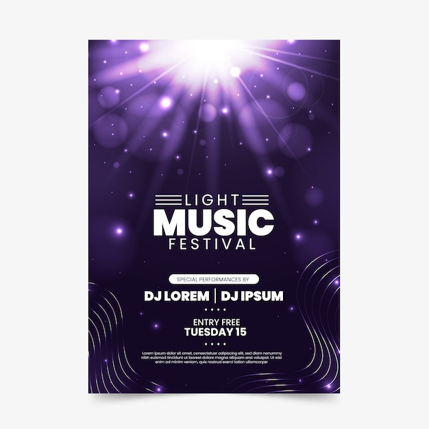 Vecteur gratuit affiche de musique avec effet de lumière