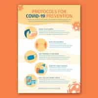 Vecteur gratuit affiche de prévention du coronavirus plat organique pour les hôtels