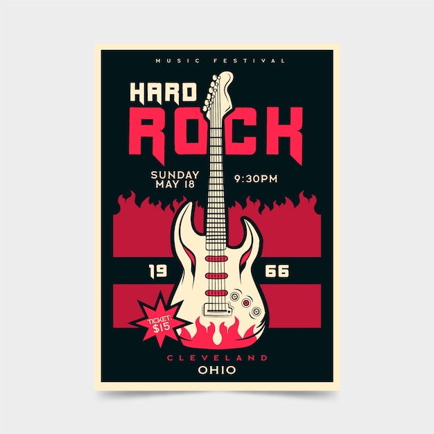 Affiche rétro du festival de hard rock