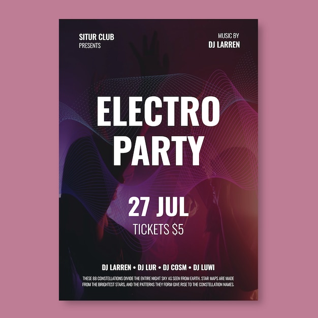 Affiche de soirée DJ électro dégradé