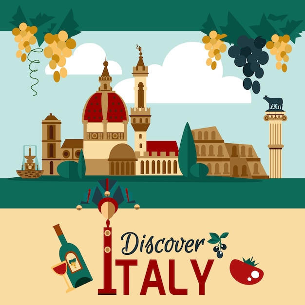 Vecteur gratuit affiche touristique de l&#39;italie