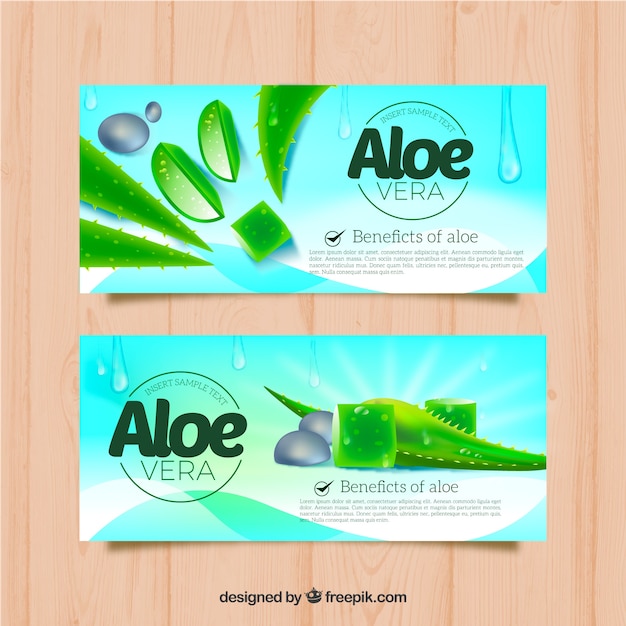 Vecteur gratuit aloe vera bannières bleues