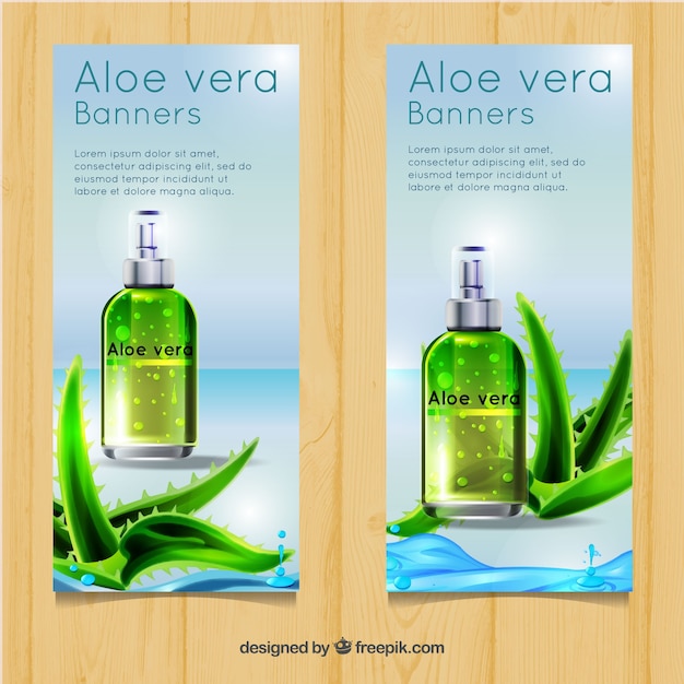 Vecteur gratuit aloe vera lotion banner