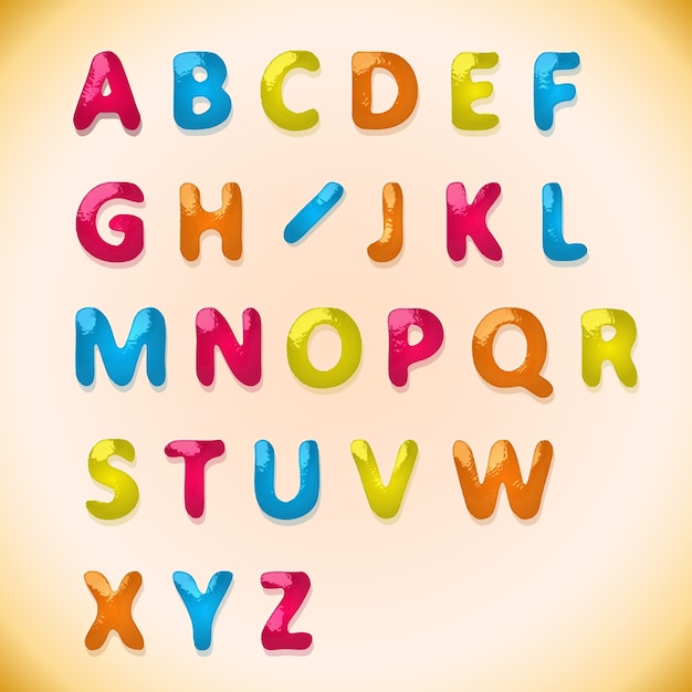 Vecteur gratuit alphabet de bonbons différentes couleurs sur fond de sucre