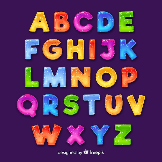 Vecteur gratuit alphabet coloré dessiné à la main