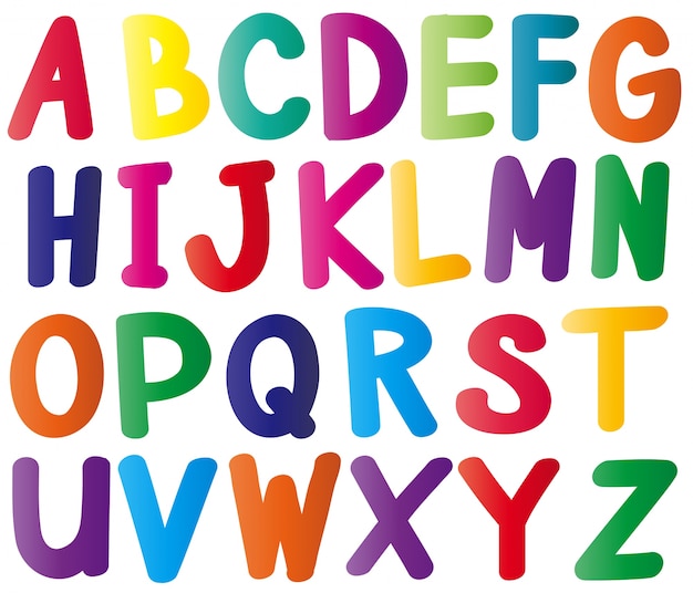 Vecteur gratuit alphabets anglais en plusieurs couleurs