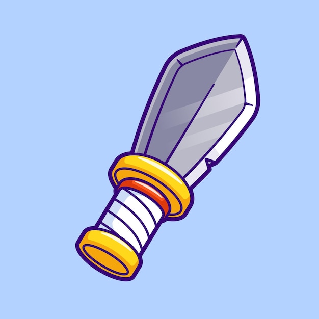 Vecteur gratuit arme de chevalier de l'épée vector de dessin animé icon d'illustration arme objet icon vector plat isolé