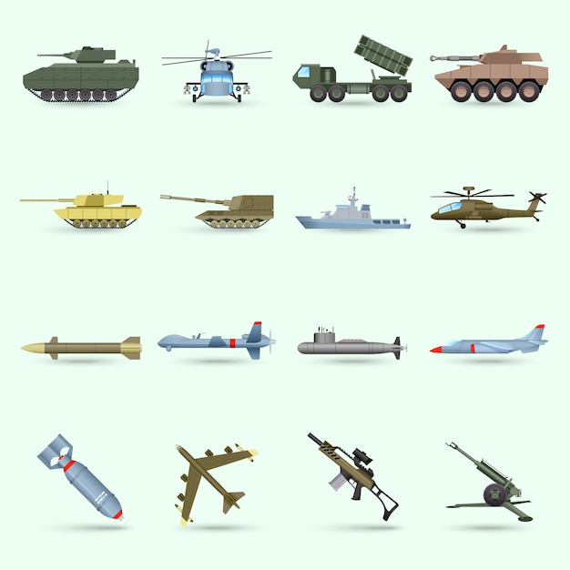 Vecteur gratuit armée icons set