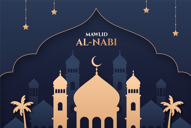 Vecteur gratuit arrière-plan dégradé pour le mawlid al-nabi