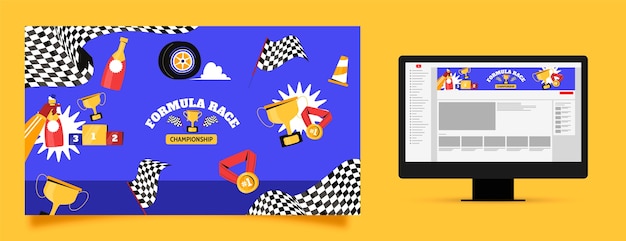 Vecteur gratuit art de la chaîne youtube de la compétition de course