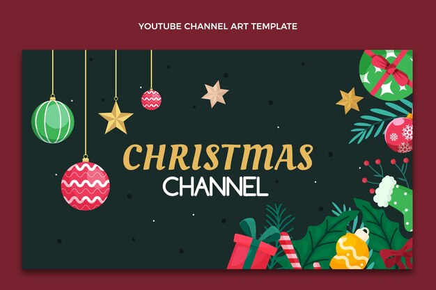 Art de chaîne youtube de noël plat