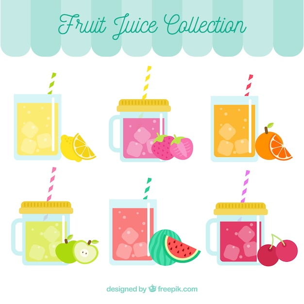 Vecteur gratuit assortiment de jus de fruits rafraîchissants