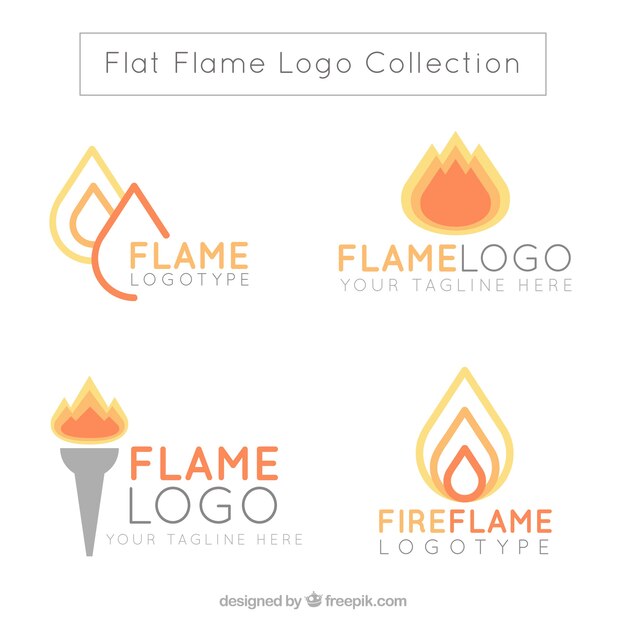 Assortiment de logos de flamme dans la conception plate