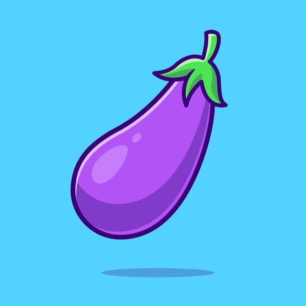 Aubergine Légumes Cartoon Vector Icon Illustration Nourriture Nature Icône Concept Isolé Premium Plat