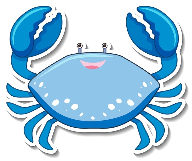 Vecteur gratuit autocollant de dessin animé animal de mer crabe bleu