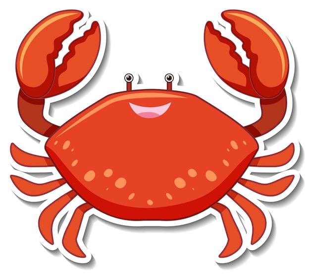 Vecteur gratuit autocollant de dessin animé d'animal de mer de crabe rouge