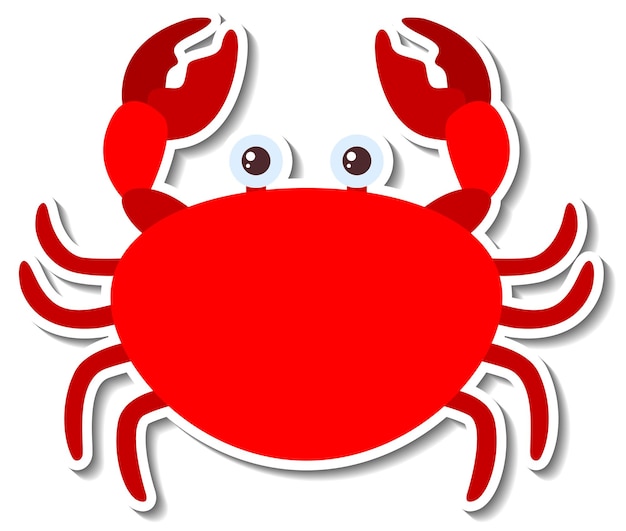 Vecteur gratuit autocollant de dessin animé d'animal de mer de crabe