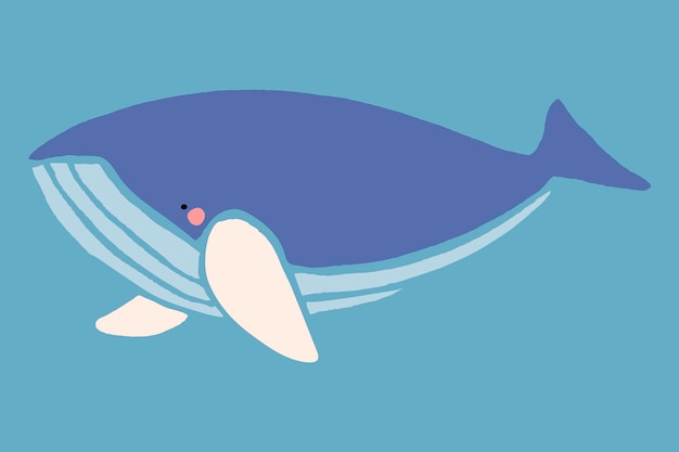 Vecteur gratuit baleine dessinée à la main sur le vecteur de fond bleu