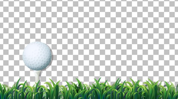 Balle de golf sur le terrain en herbe sur fond transparent