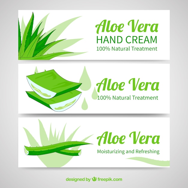 Vecteur gratuit bandes de traitement d&#39;aloe vera