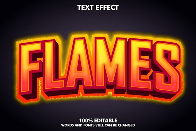 Bannière de flammes - effet de texte de feu chaud