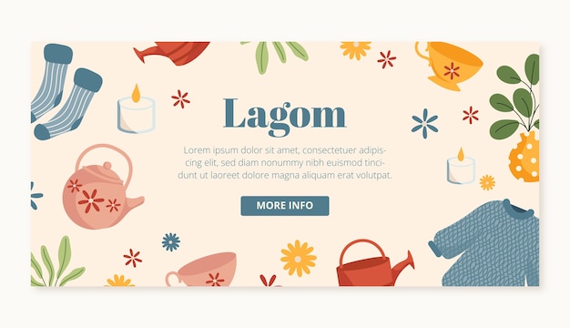 Vecteur gratuit bannière de lagom plat dessiné à la main