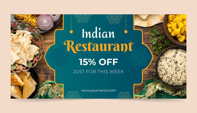 Bannière de vente de restaurant indien dégradé