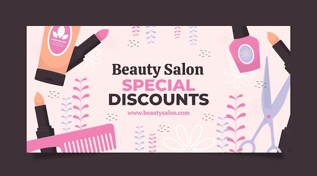 Bannière de vente de salon de beauté outils design plat