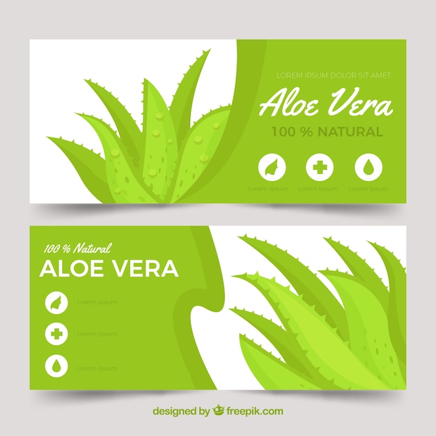 Vecteur gratuit bannières abstraites d&#39;aloe vera