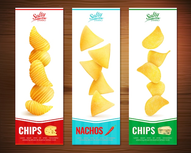 Vecteur gratuit bannières verticales salty chips